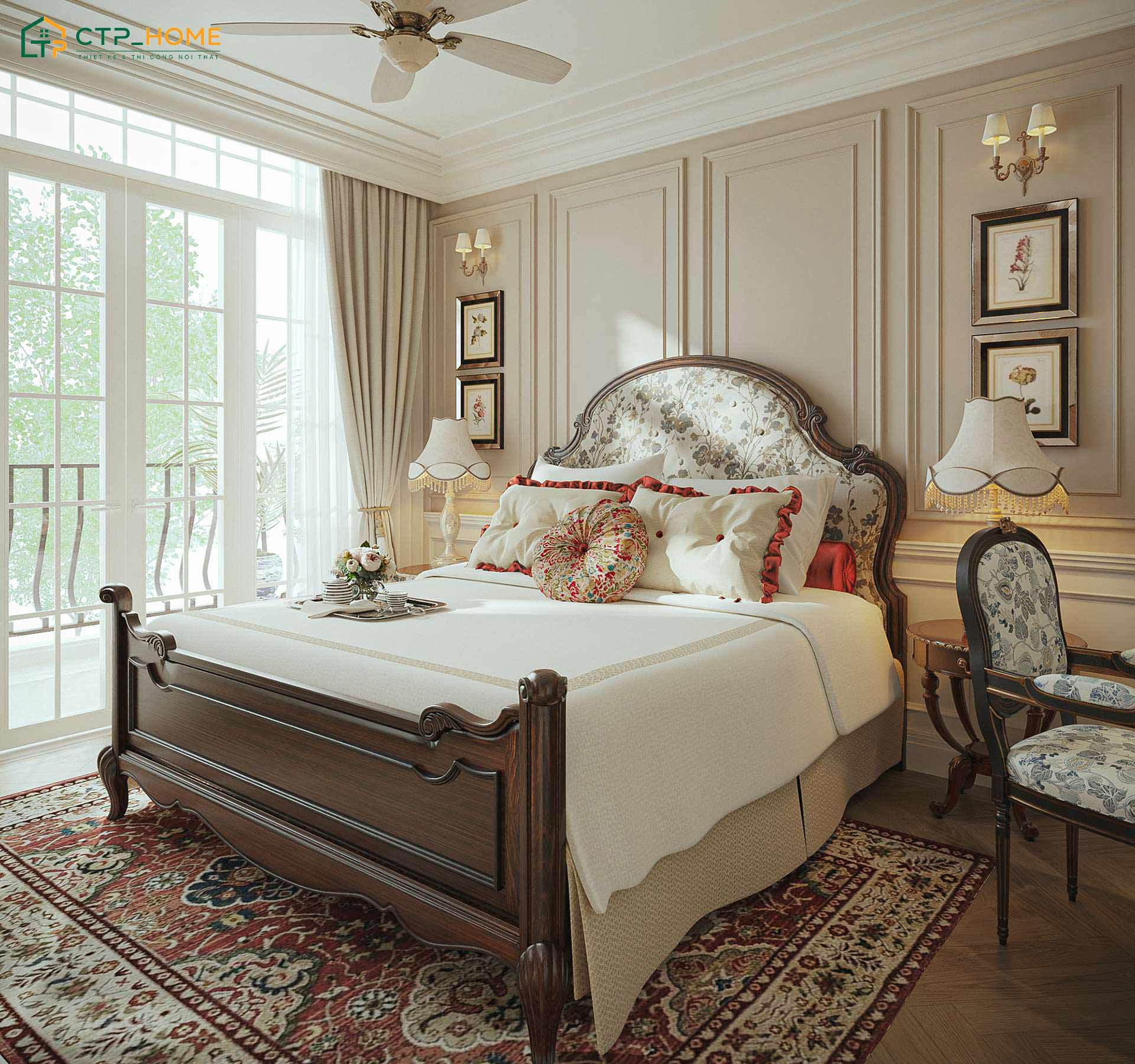 Mẫu decor phòng ngủ màu trắng phong cách Vintage sẽ hướng đến nét đẹp mộc mạc, hoài cổ