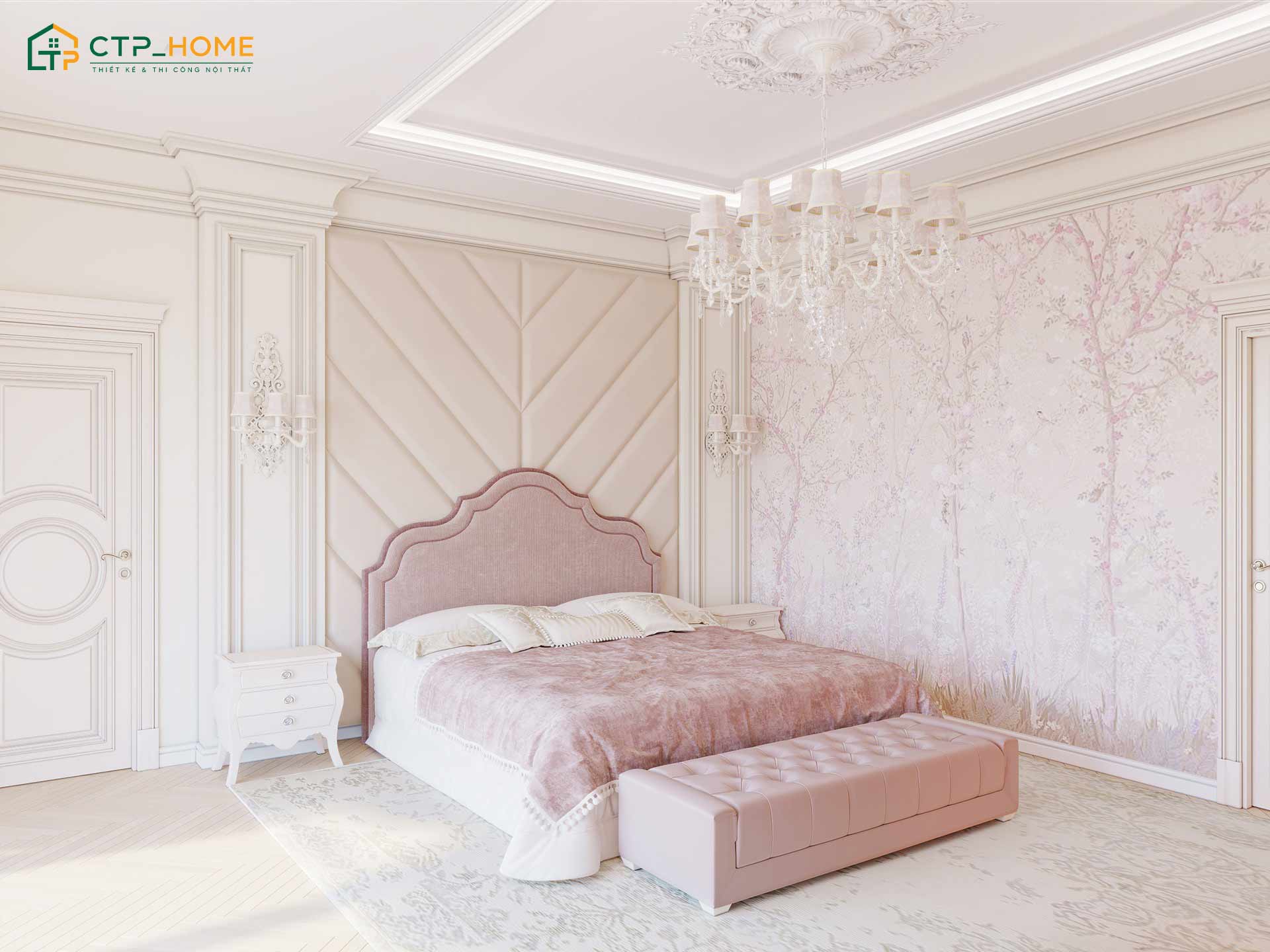 Mẫu phòng ngủ tone màu trắng cho nữ sẽ tận dụng ánh sáng tự nhiên để làm nổi bật các chi tiết trang trí