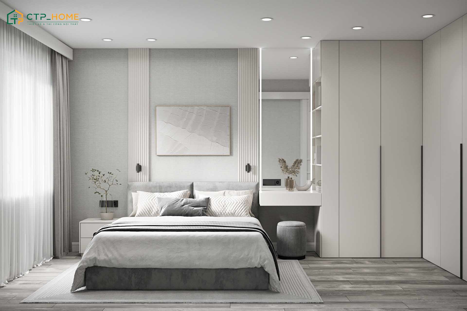 CTP Home - Công ty chuyên thiết kế nội thất phòng ngủ trắng đẹp và uy tín hiện nay