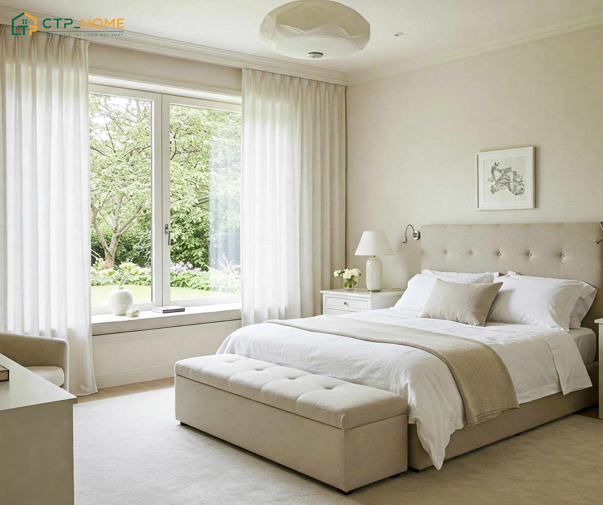 Sử dụng đồ decor sẽ giúp phòng ngủ trắng có thêm điểm nhấn và giảm bớt cảm giác đơn điệu