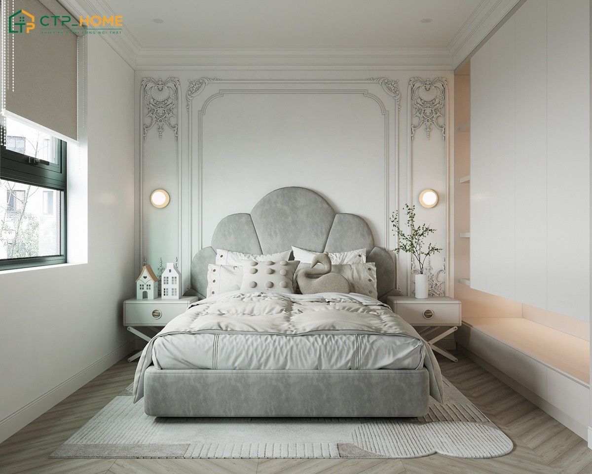 Việc tận dụng tối đa nguồn ánh sáng tự nhiên sẽ giúp phòng ngủ màu ghi xám luôn thông thoáng và dễ chịu