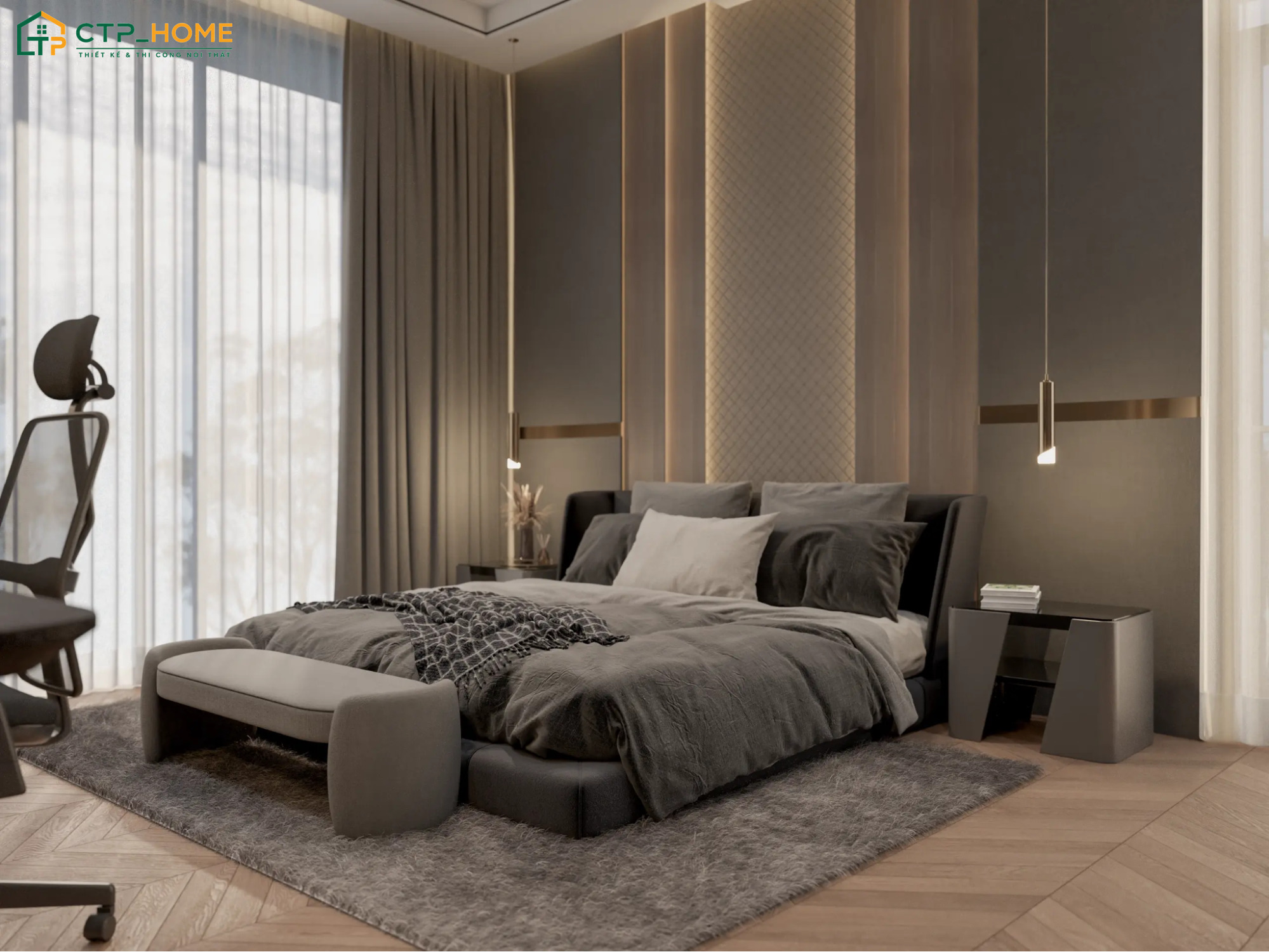 Những món đồ nội thất trong phòng ngủ sẽ được kết hợp với các chất liệu mềm mại để tạo cảm giác thoải mái hơn