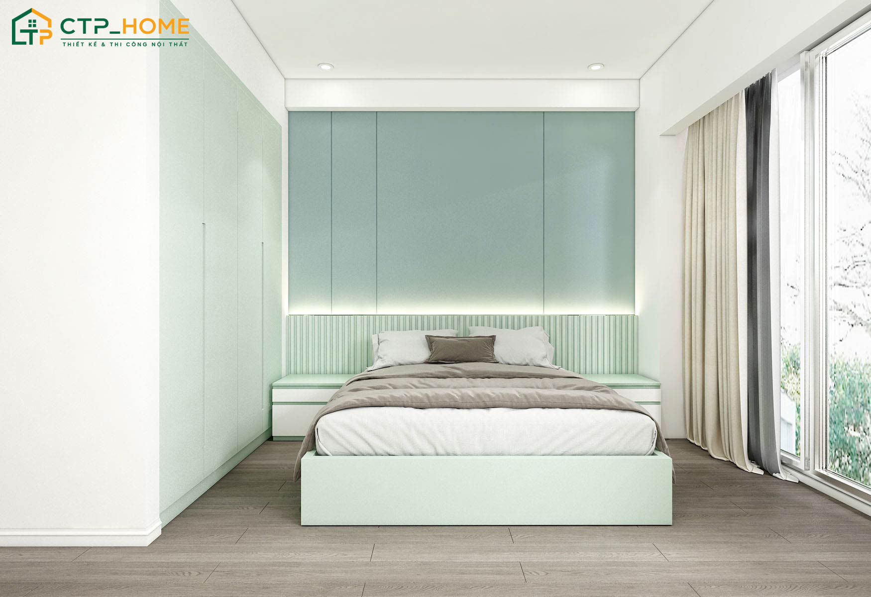 Trang trí phòng ngủ màu xanh lá Pastel sẽ giúp không gian trở nên tươi mới và tràn đầy sức sống