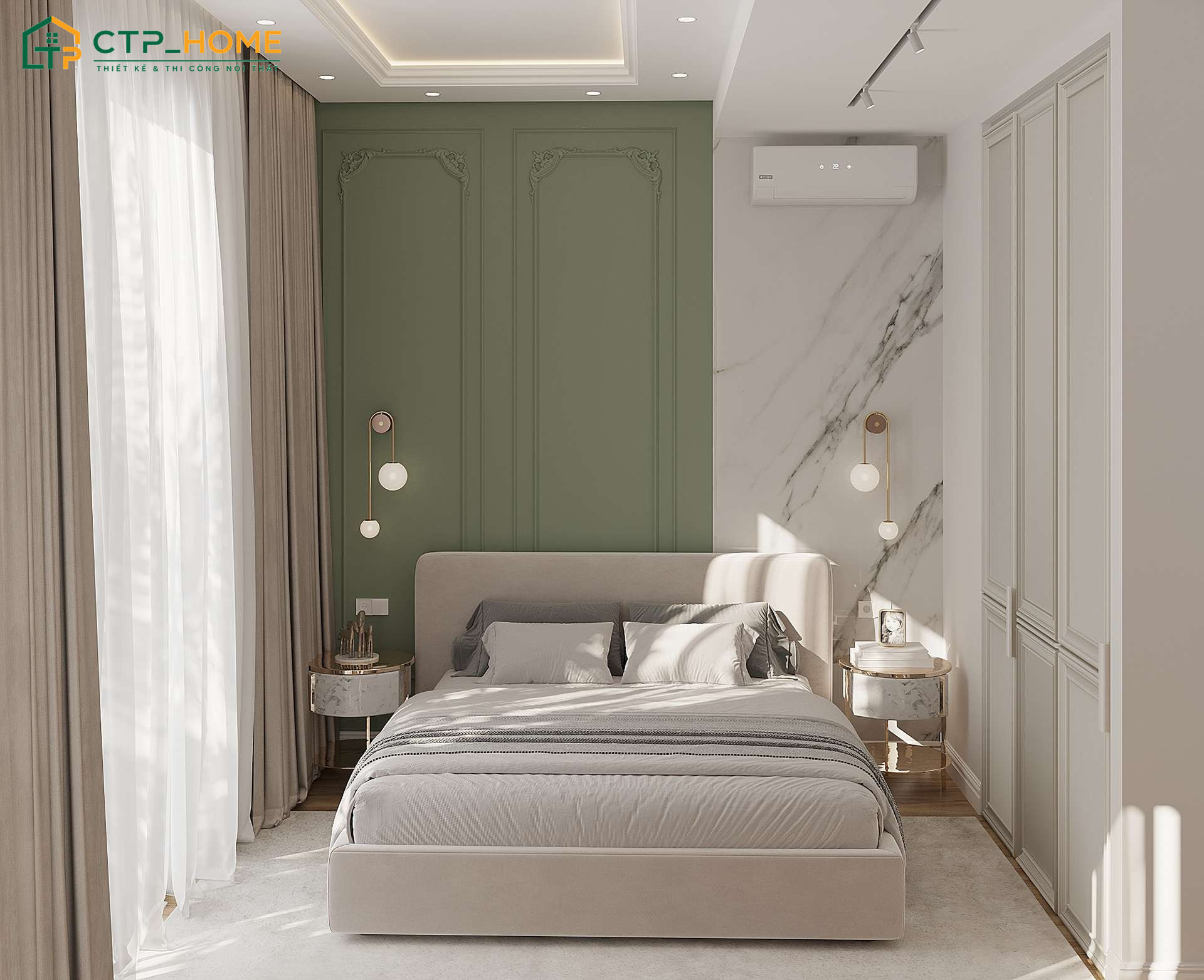 Cách phối màu hài hoà sẽ giúp không gian phòng ngủ giữ được sự cân bằng và tính thẩm mỹ cao