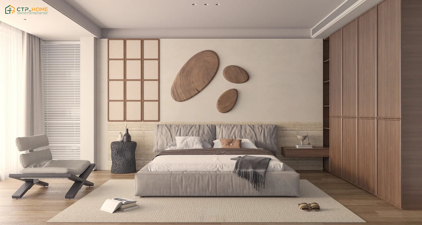 Phong cách Địa Trung Hải tối giản sẽ chỉ sử dụng những món nội thất cơ bản như giường ngủ, tủ quần áo