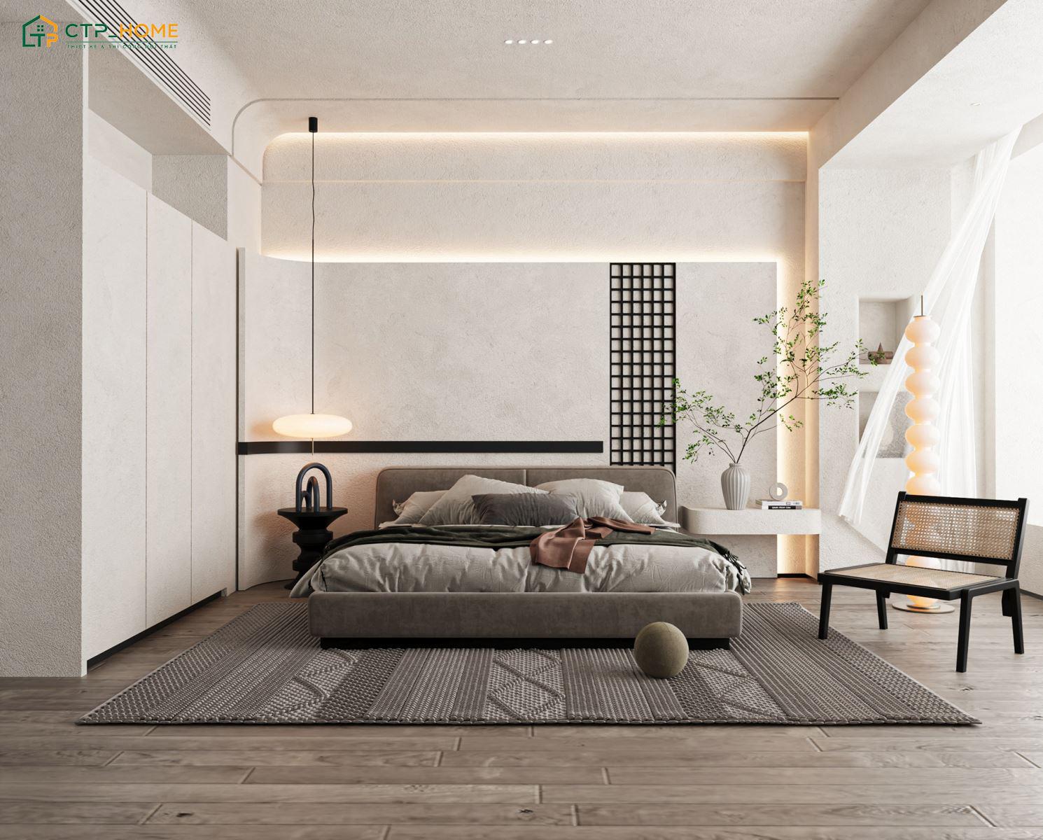Mẫu phòng ngủ Địa Trung Hải cho biệt thự thường ưu tiên các chất liệu cao cấp như gỗ tự nhiên và đá Marble
