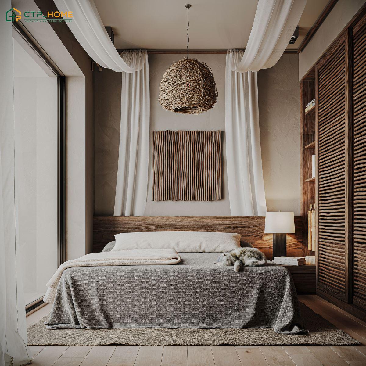 Tường trong phòng ngủ Địa Trung Hải sẽ được trang trí nhẹ nhàng để tôn lên vẻ mộc mạc đặc trưng