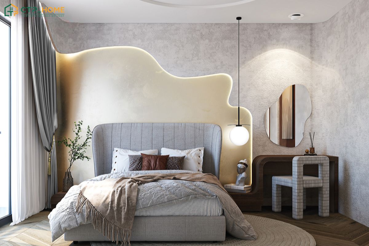Phòng ngủ phong cách Wabi Sabi sẽ tận dụng ánh sáng tự nhiên để làm nổi bật vẻ đẹp của vật liệu