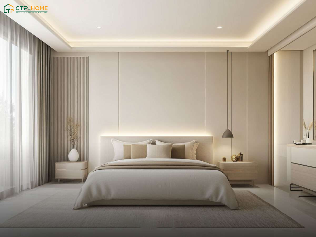 Mẫu phòng ngủ tối giản 15m2 - 20m2 có diện tích rộng rãi nên sẽ phù hợp với nhiều ý tưởng thiết kế khác nhau