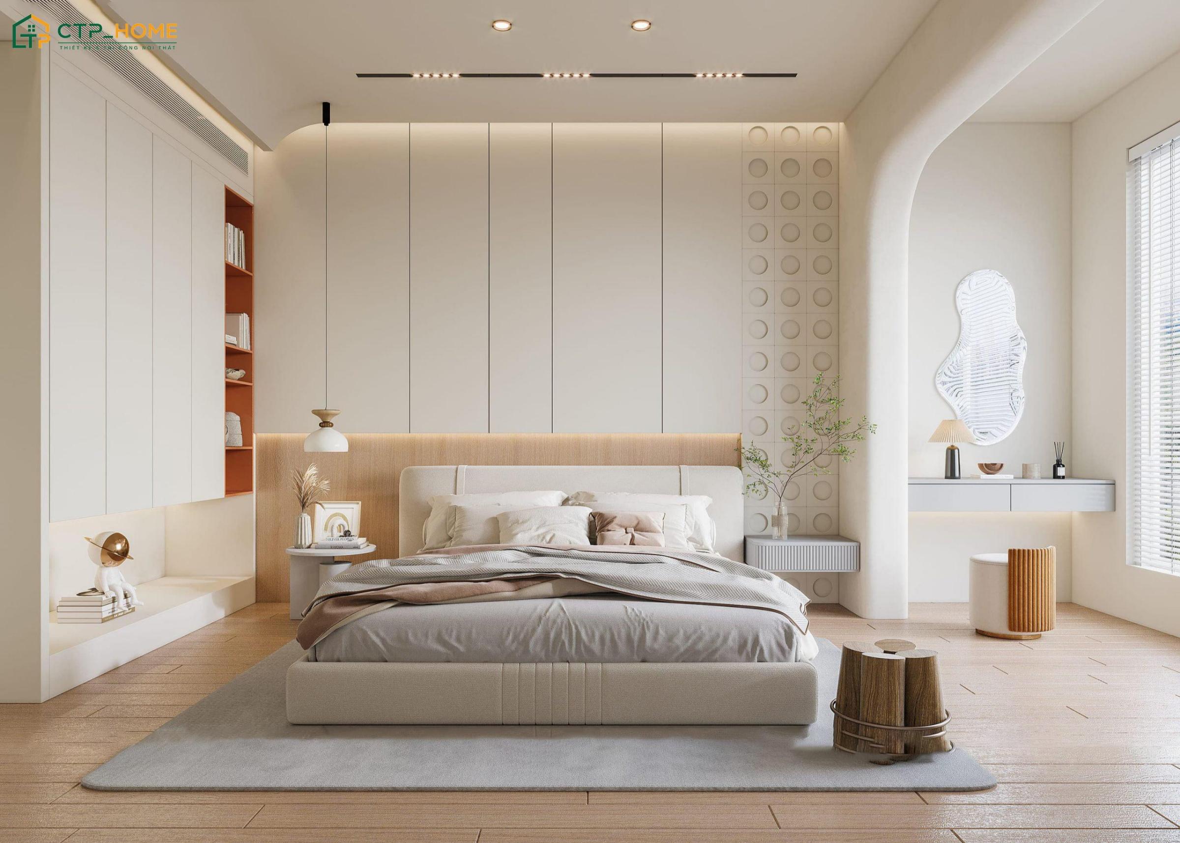 Mẫu phòng ngủ tối giản có diện tích từ 21m2 trở lên sẽ đem đến không gian nghỉ ngơi sang trọng