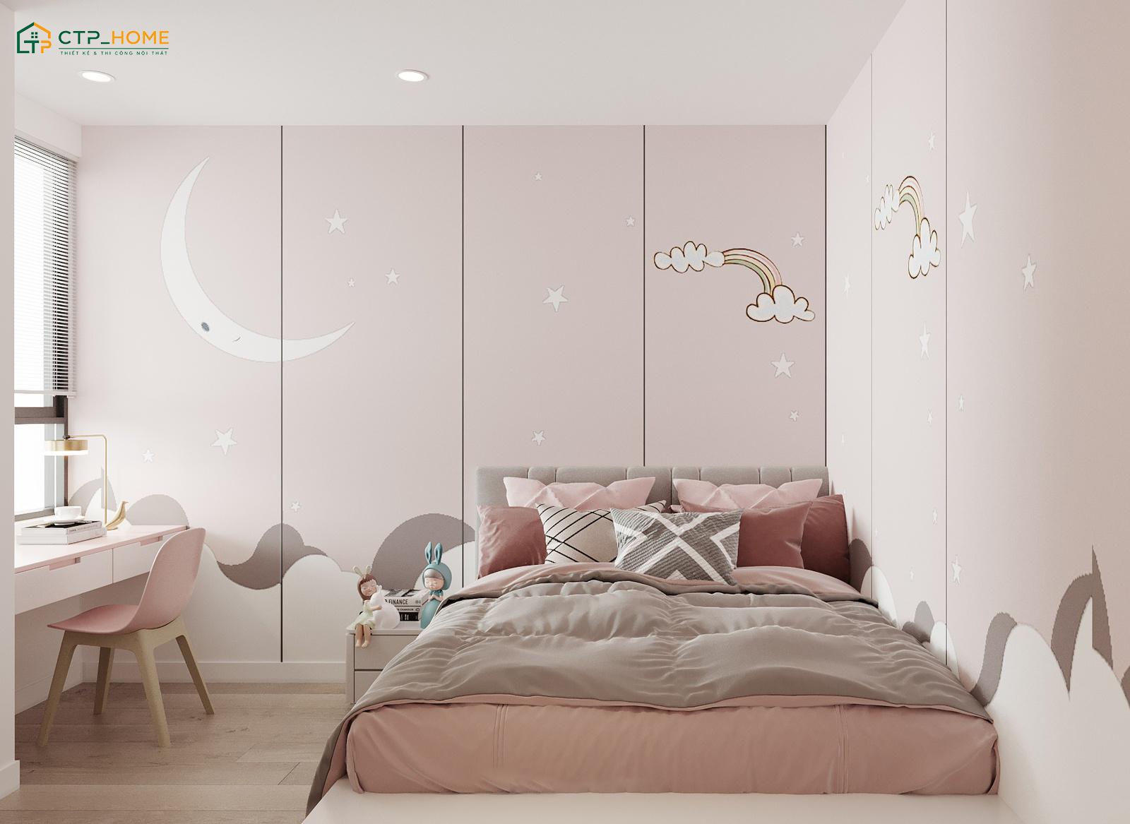 Sử dụng nội thất đa năng để giúp tối ưu không gian lưu trữ cho phòng ngủ bé gái đơn giản