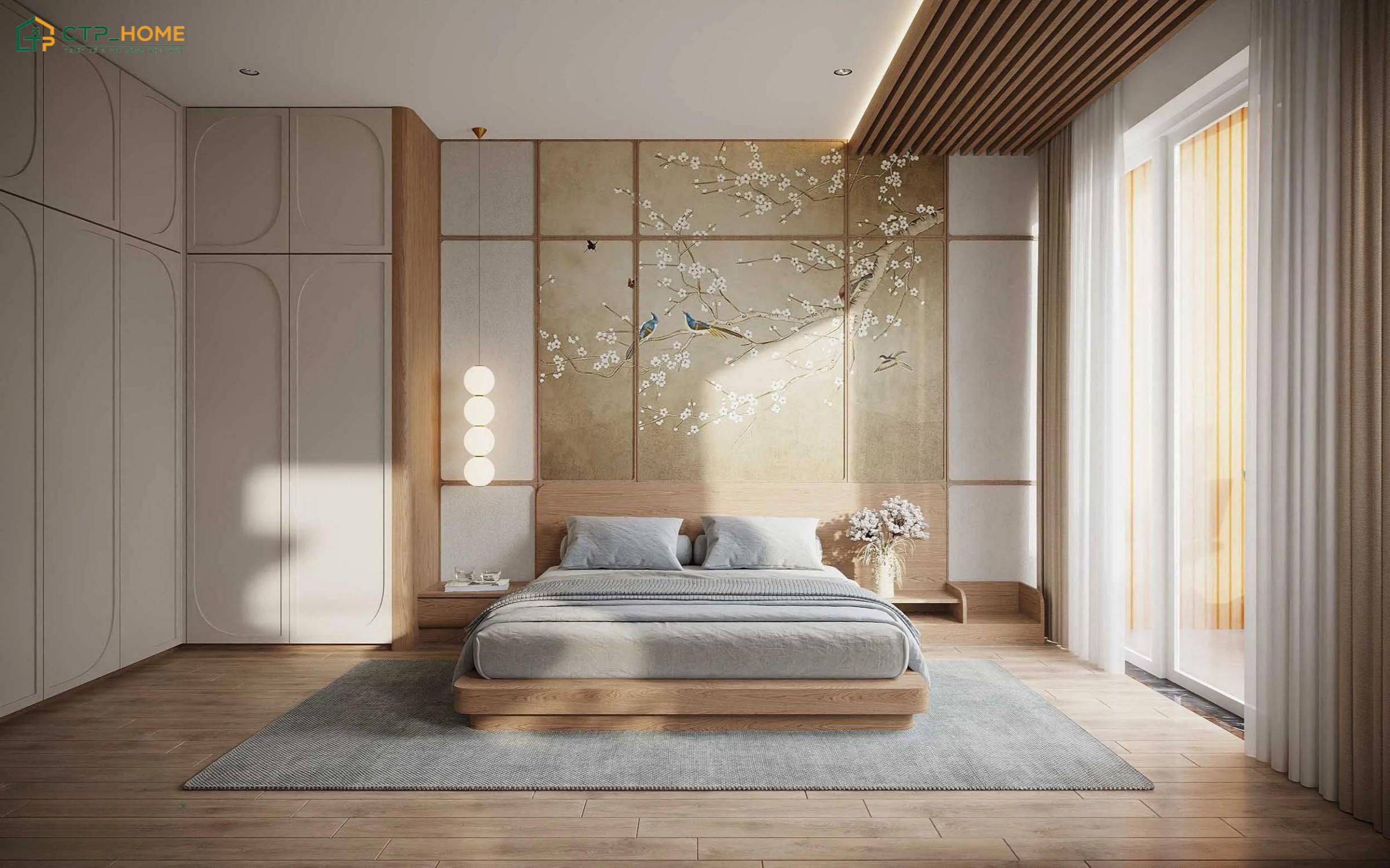 Mẫu thiết kế phòng ngủ tối giản kiểu Nhật rất phù hợp với những gia chủ yêu thích vẻ đẹp nhẹ nhàng