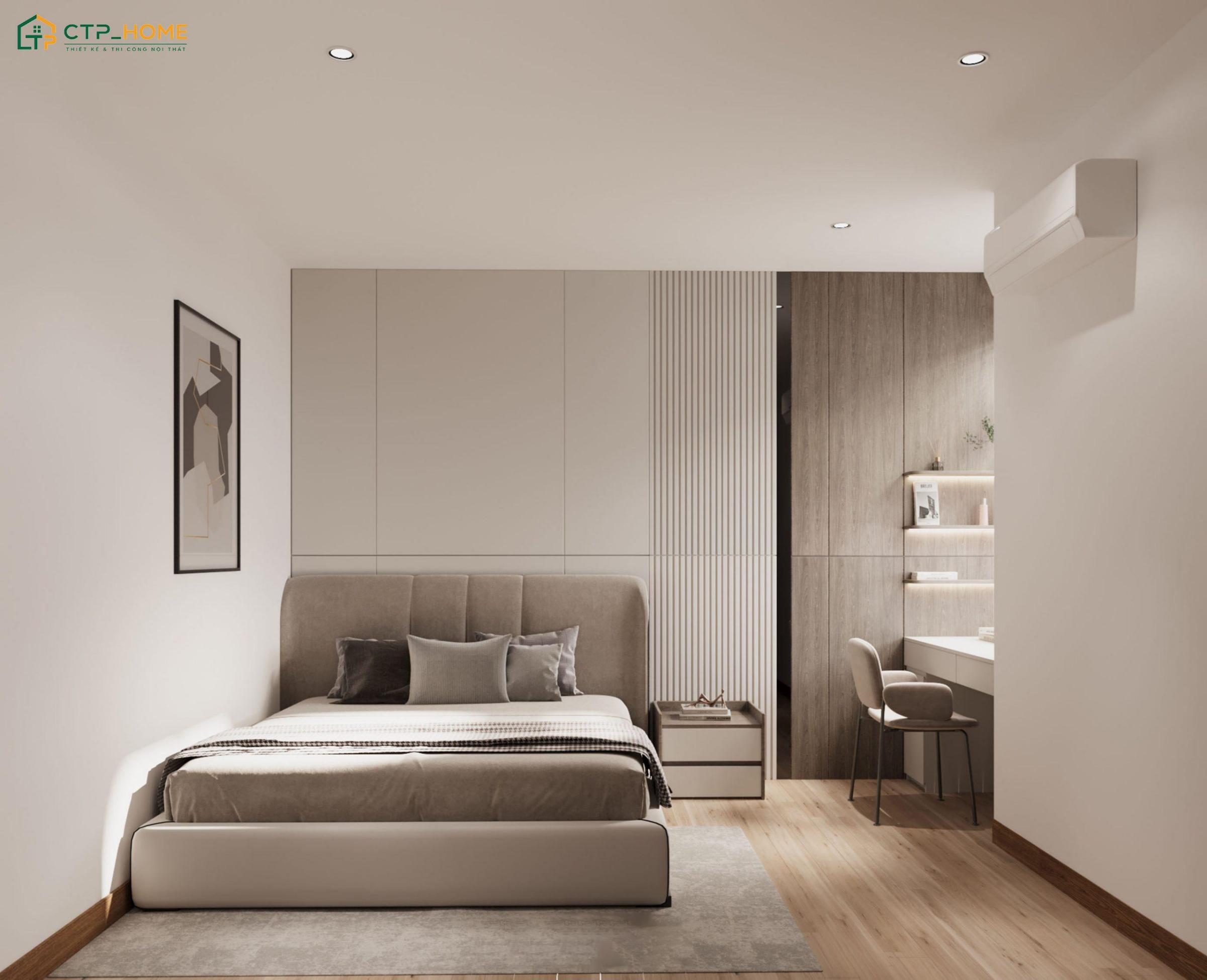 Nội thất phòng ngủ tối giản thường ưu tiên các sản phẩm thông minh để giúp tối ưu diện tích