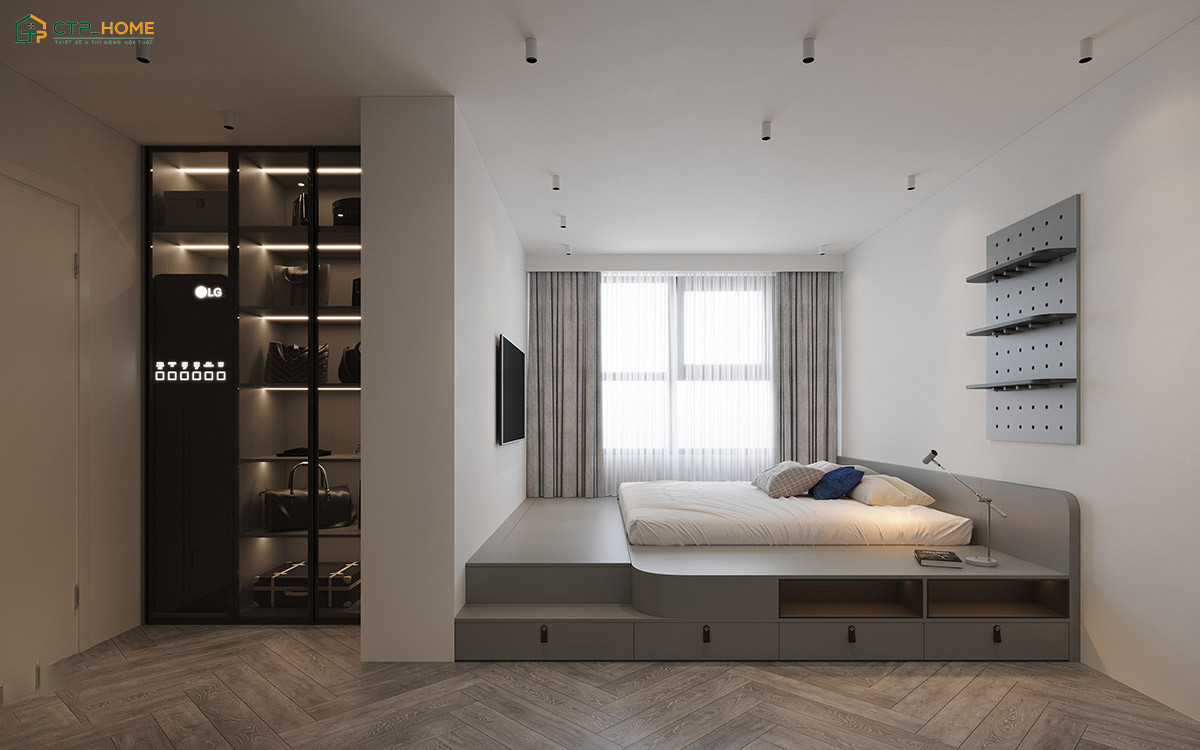 Mẫu dự án án thiết kế phòng ngủ phong cách tối giản cho căn hộ chung cư do CTP Home thực hiện