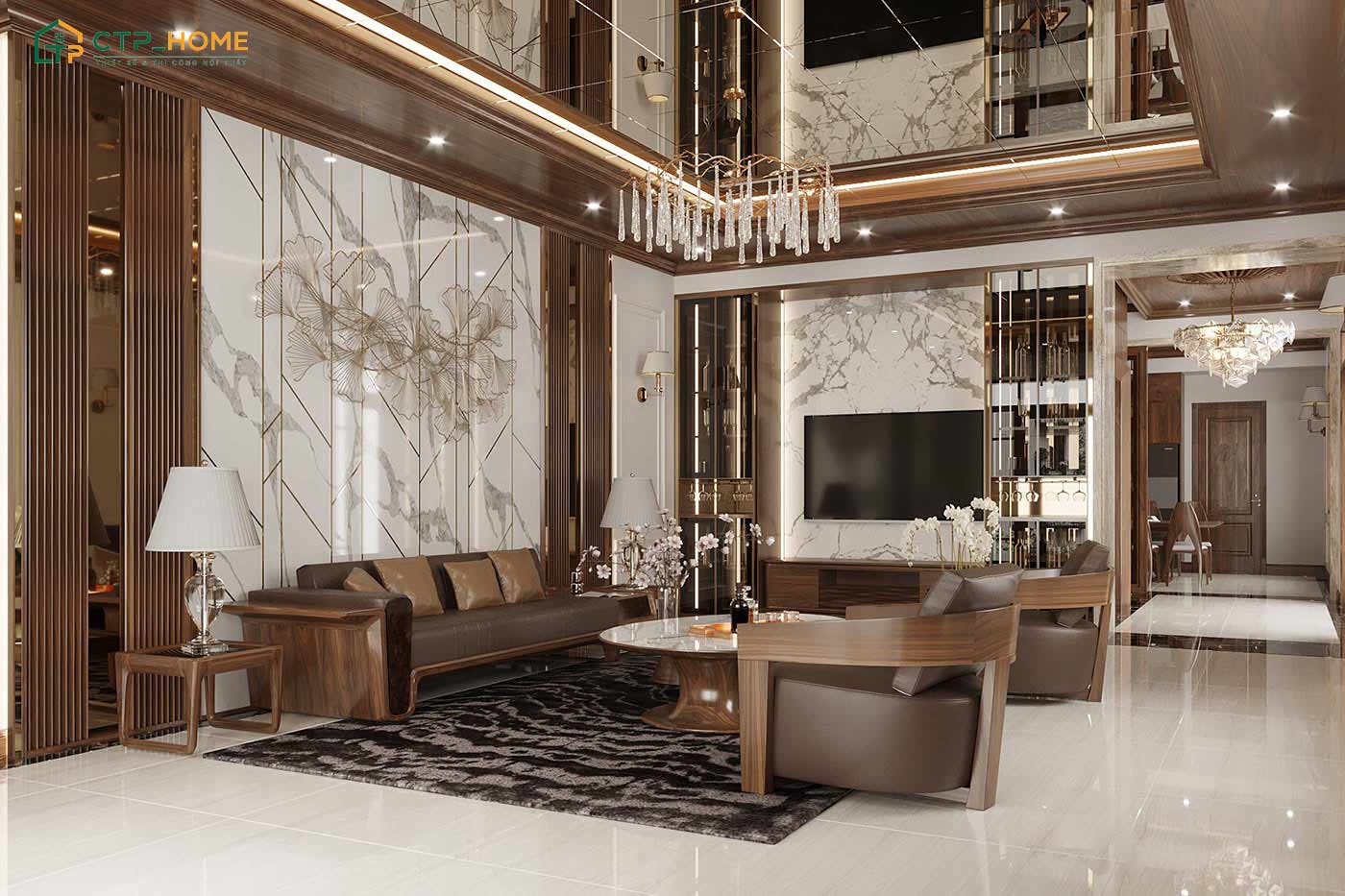 CTP Home thiết kế nội thất biệt thự gỗ óc chó theo nhu cầu sử dụng và ngân sách đầu tư của Anh Minh