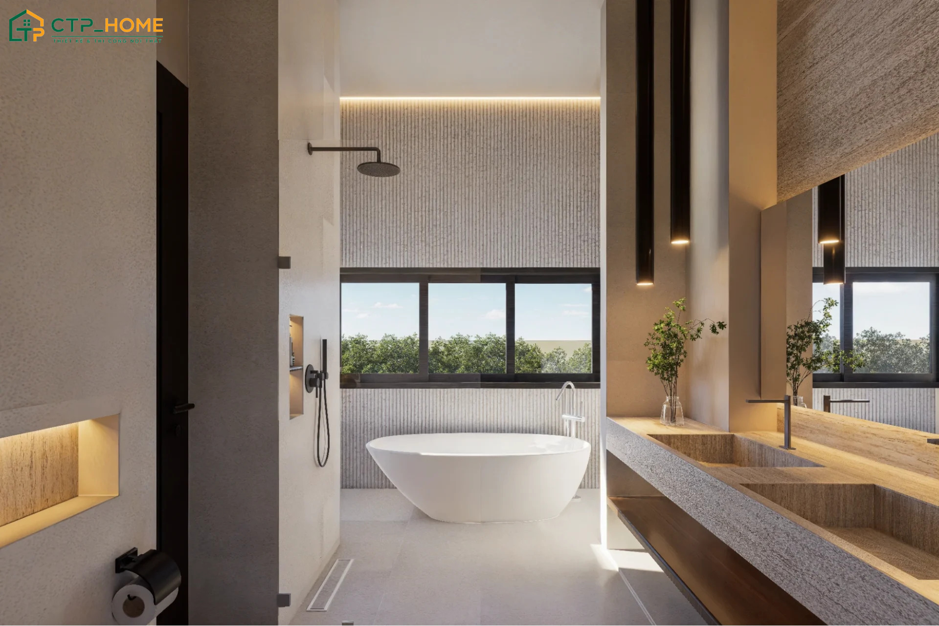 Không gian phòng tắm Luxury được đầu tư chỉn chu giúp đem đến trải nghiệm thư giãn đẳng cấp cho gia chủ