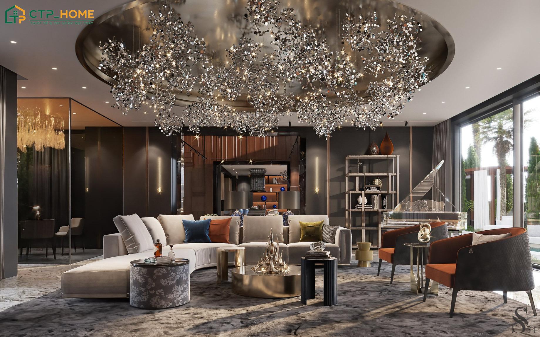Mẫu thiết kế nội thất biệt thự Luxury thường sẽ sử dụng những tông màu trung tính làm chủ đạo