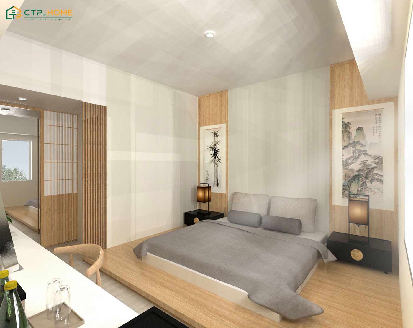 Phòng ngủ chính của vợ chồng Anh Hùng sẽ sử dụng nội thất gỗ sáng màu để tạo cảm giác thoải mái hơn