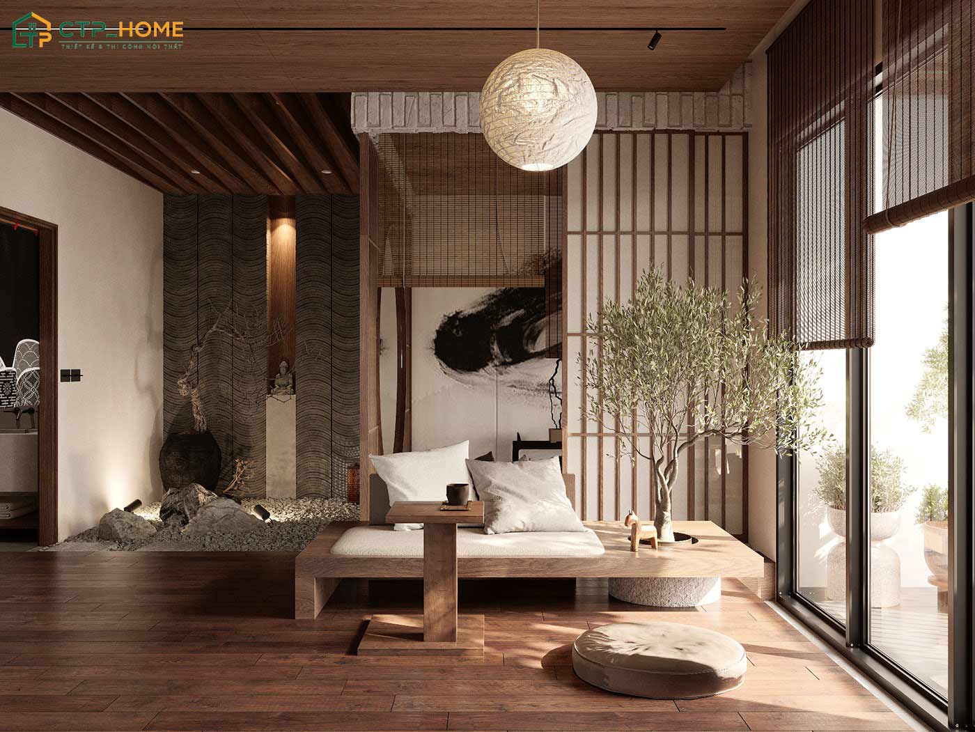 Khu vực thưởng trà sẽ được bố trí ở vị trí cạnh ban công để đem đến cảm giác thư thái và yên bình