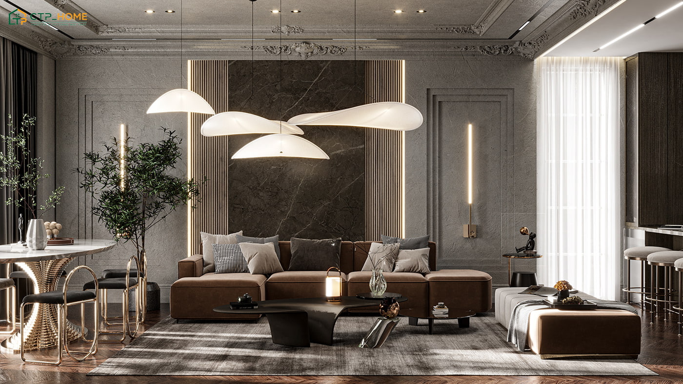 Mẫu thiết kế nội thất chung cư tân cổ điển cao cấp sẽ đề cao sự hoàn mỹ trong từng chi tiết