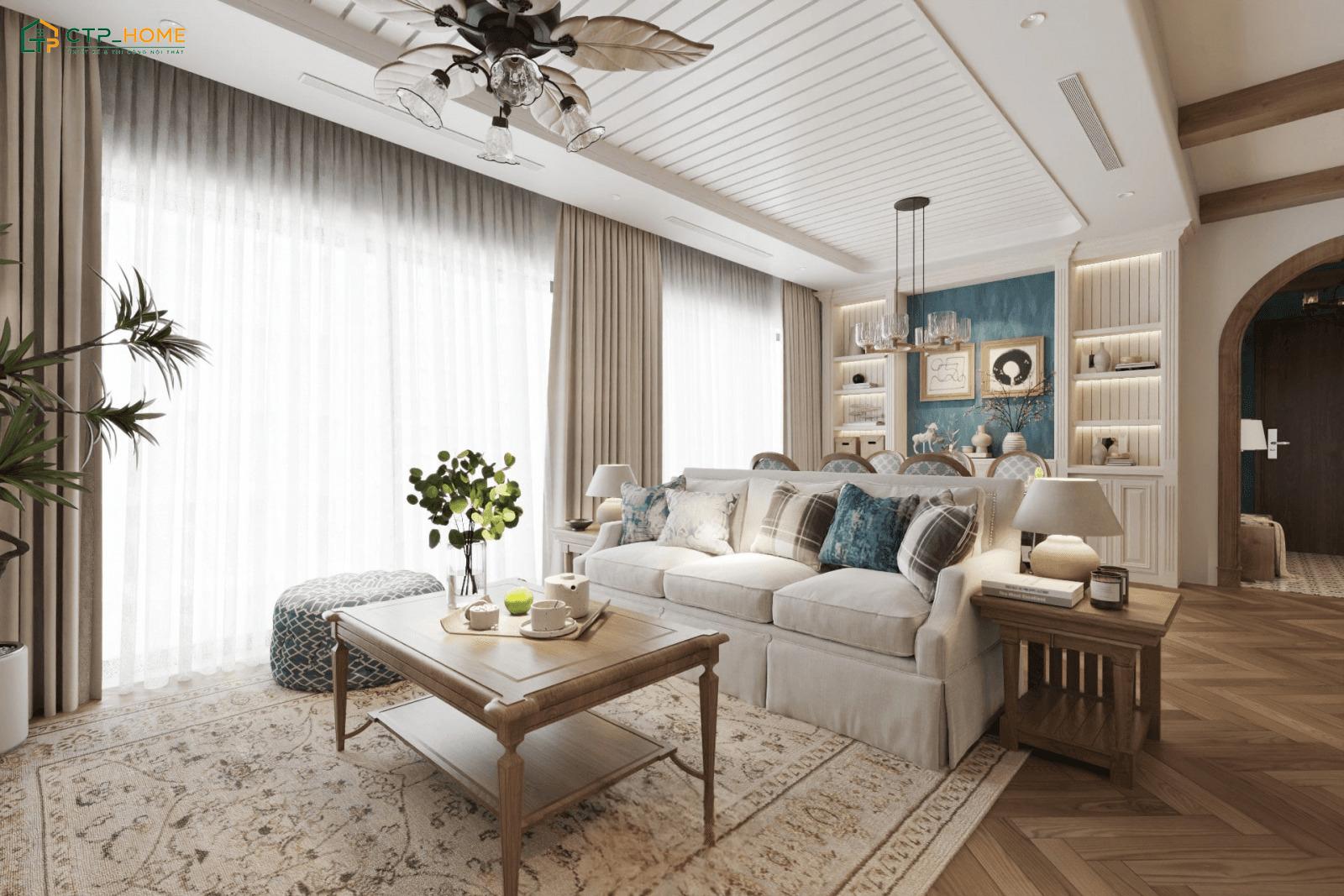 Mẫu thiết kế chung cư tân cổ điển 2 phòng ngủ ghi dấu ấn với vẻ đẹp thanh lịch cùng không gian sống tiện nghi