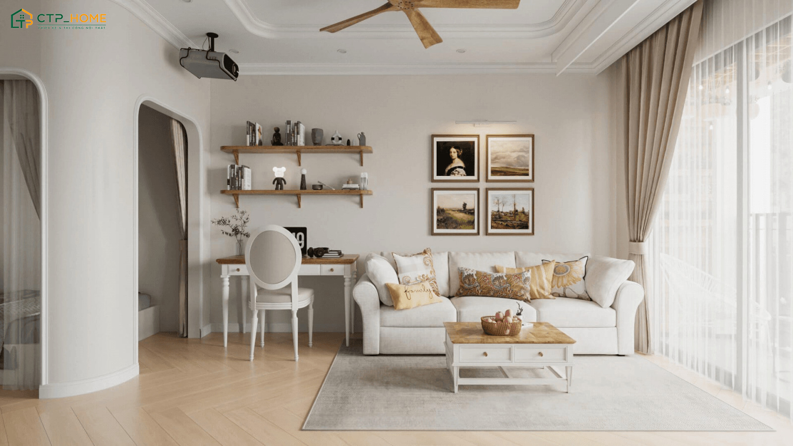 Mẫu thiết kế nội thất chung cư tân cổ điển 3 phòng ngủ với cách bố trí khoa học giúp đảm bảo sự riêng tư