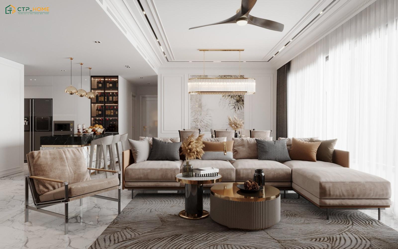 Khi thiết kế chung cư tân cổ điển thì nên ưu tiên lựa chọn đồ nội thất đồng bộ về kiểu dáng và chất liệu
