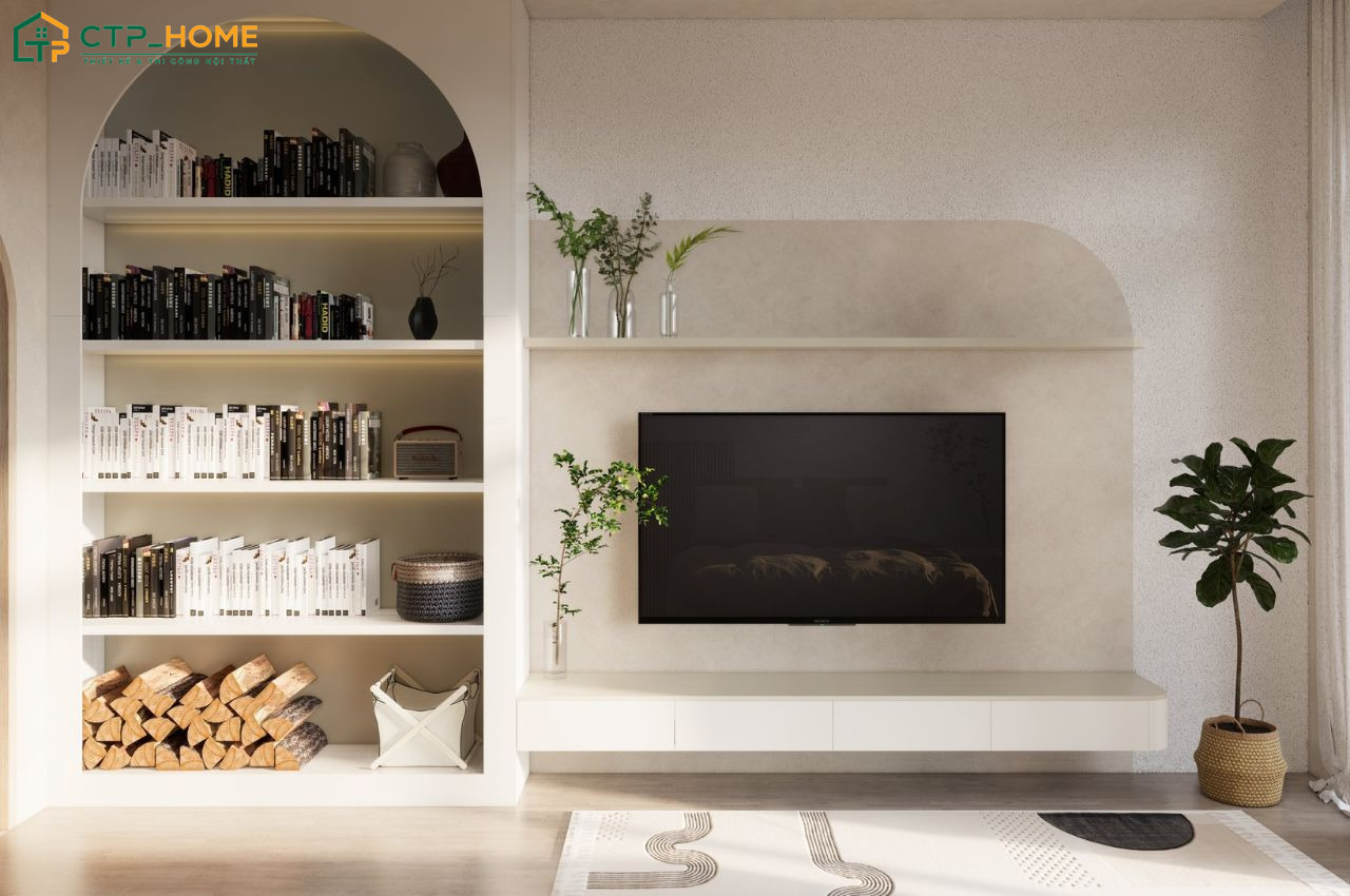 Kệ sách trang trí vừa có tác dụng lưu trữ sách vừa góp phần tạo điểm nhấn thẩm mỹ cho không gian