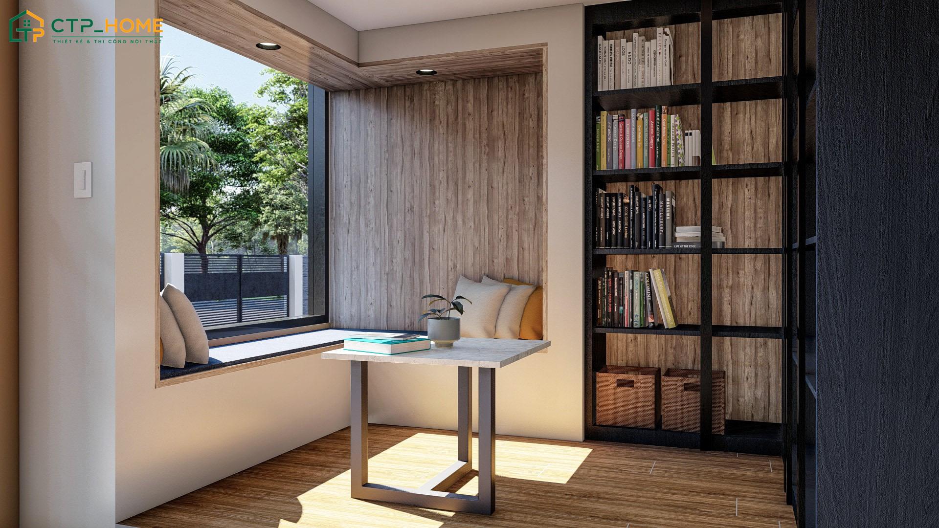 Góc đọc sách nên được bố trí ở trị trí yên tĩnh, tránh xa lối đi lại và khu vực sinh hoạt chung ồn ào