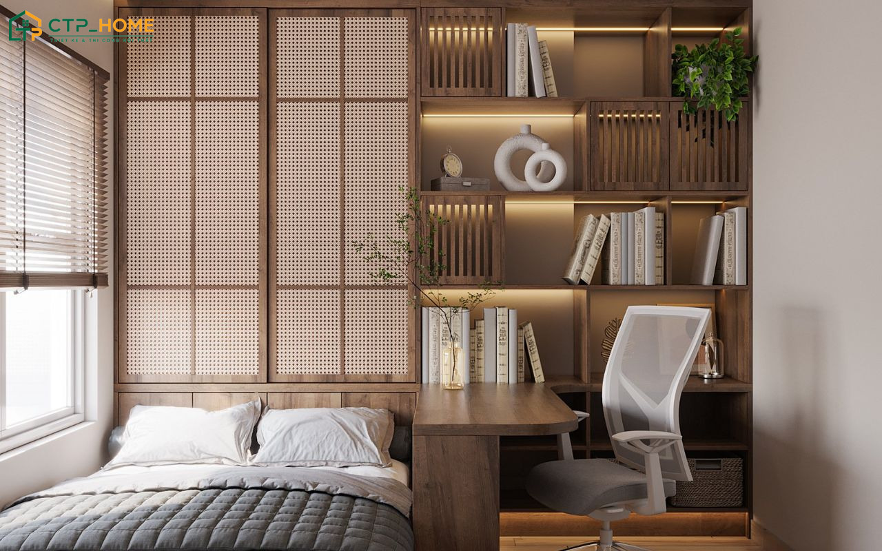 Góc đọc sách nhỏ được bố trí ngay gần cửa sổ giúp tận dụng tối đa nguồn ánh sáng tự nhiên