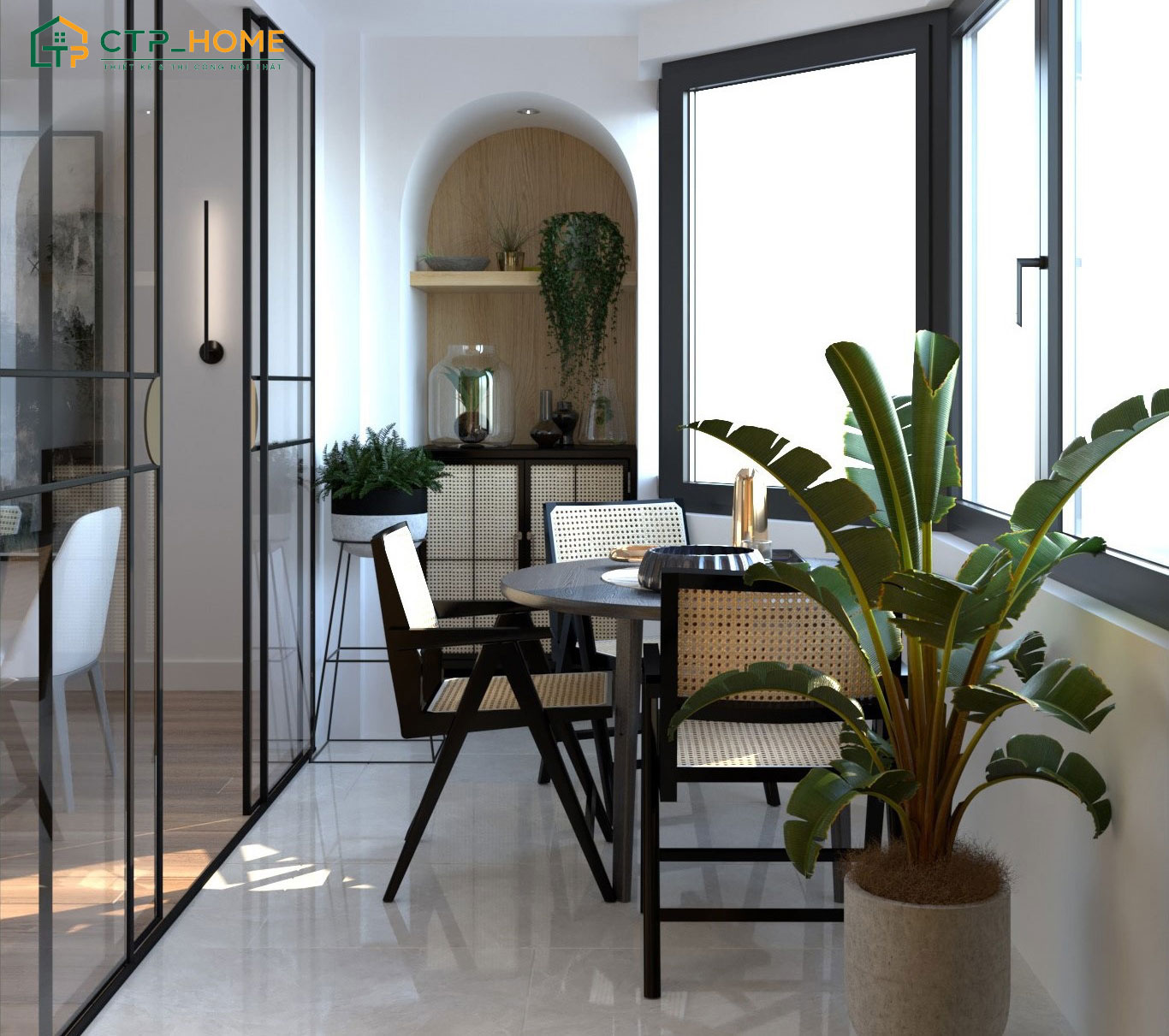 Mẫu ban công phong cách hiện đại sẽ được bố trí đầy đủ tiện nghi nhưng vẫn sẽ đảm bảo sự thông thoáng