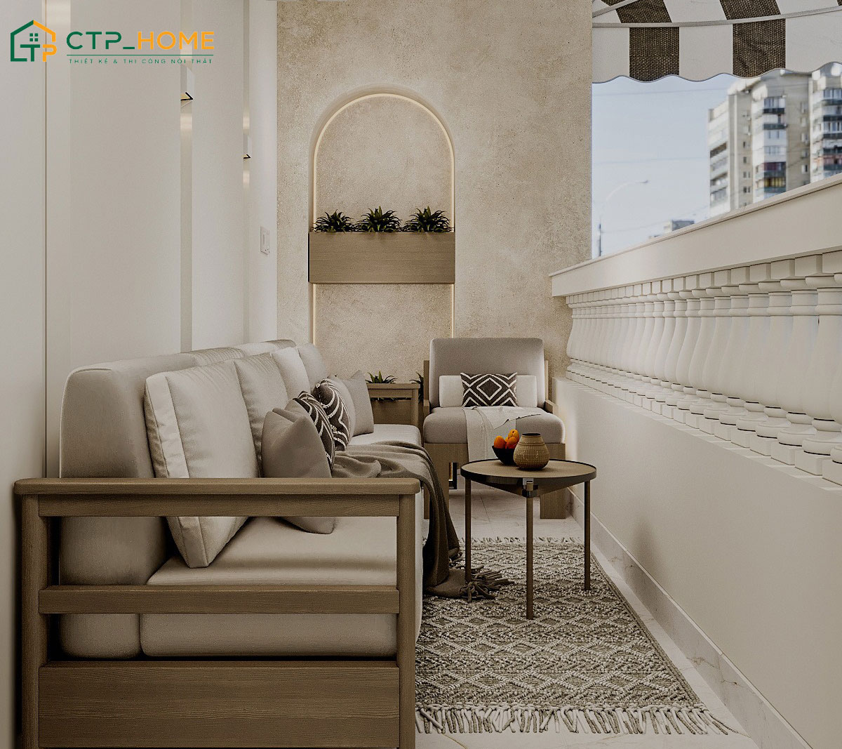 Mẫu ban công đẹp nhất cho chung cư với đầy đủ các tiện nghi cơ bản để gia đình quây quần