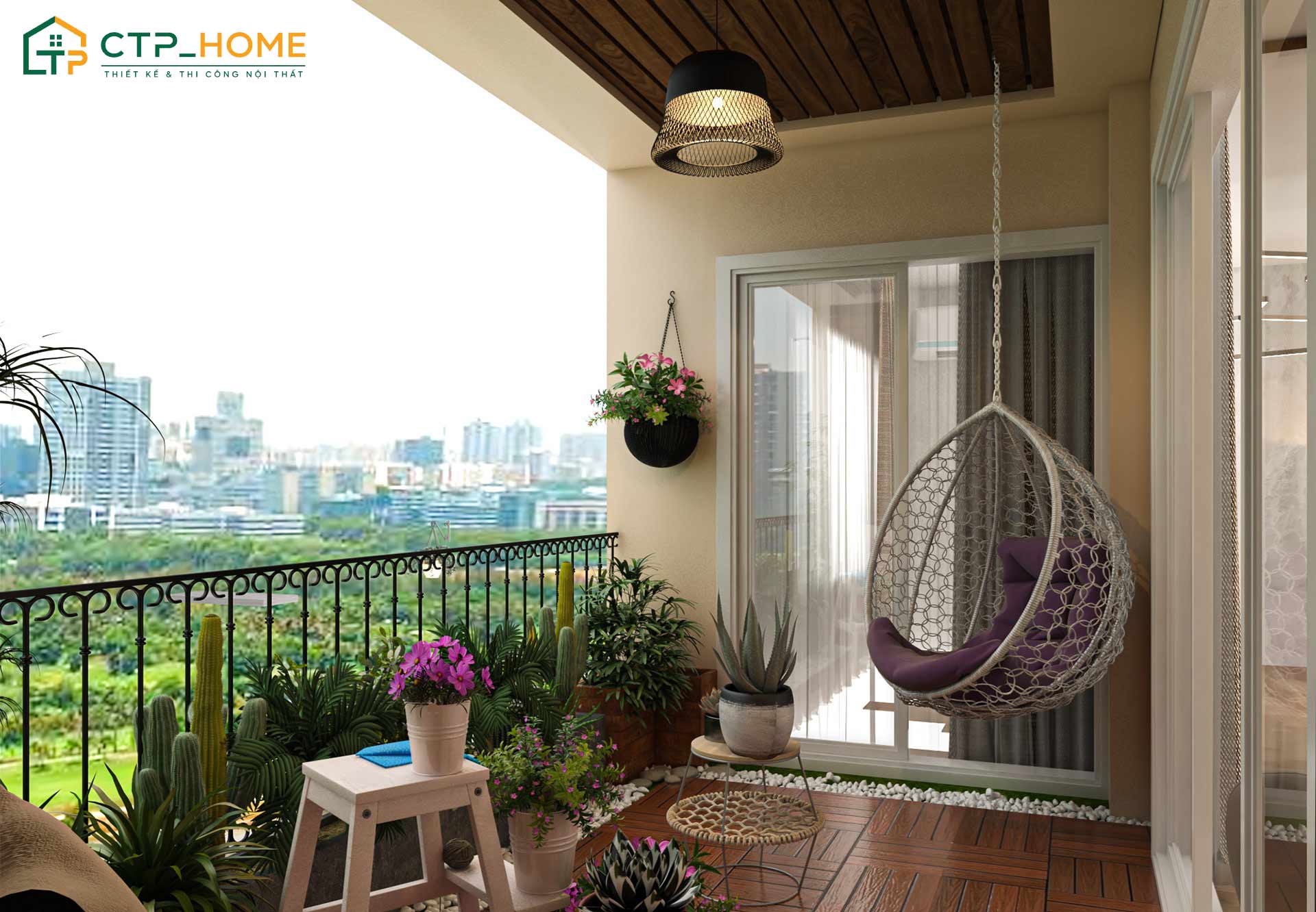 Mẫu ban công cho nhà ống với thiết kế đơn giản giúp tận dụng tối đa ánh sáng và gió tự nhiên