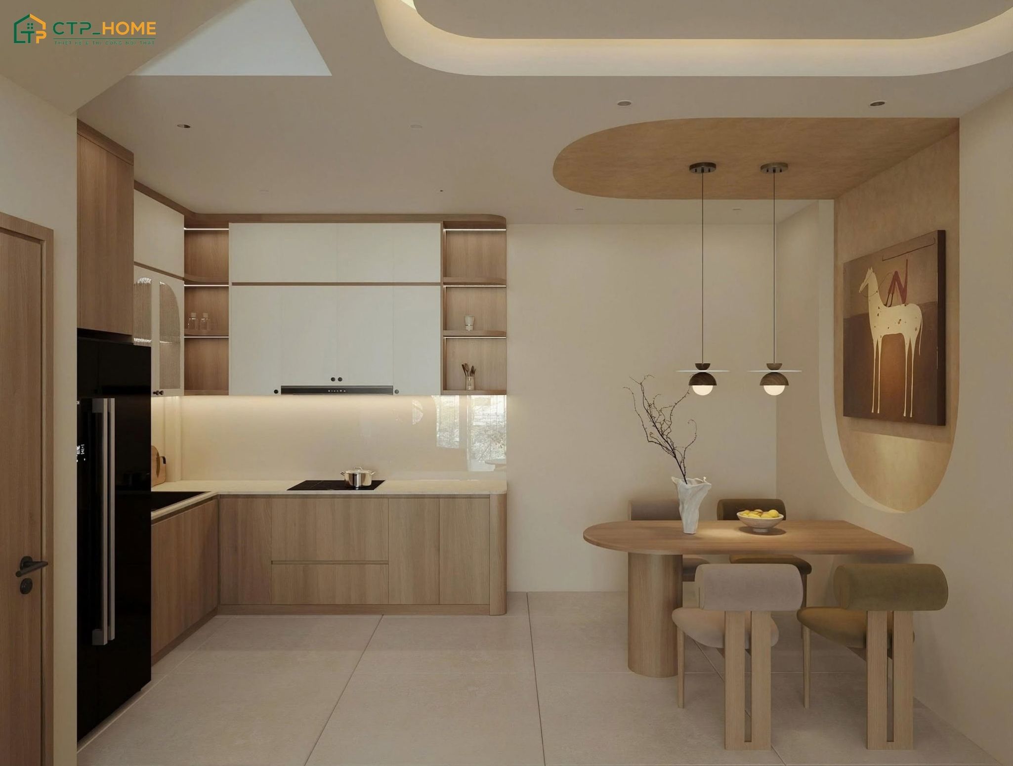 Nội thất gỗ tự nhiên, cây xanh và ánh sáng dịu nhẹ là những yếu tố đặc trưng trong phong cách Bắc Âu