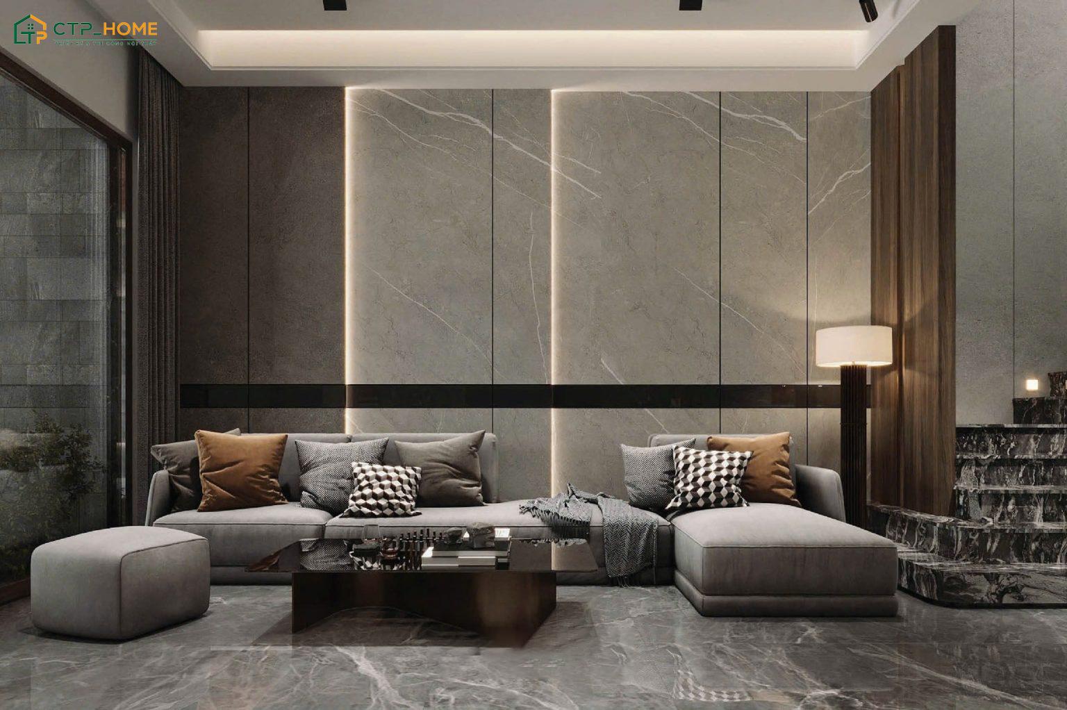 Mẫu dự án thiết kế nội thất phòng khách nhà ống đẹp 4m phong cách Luxury do CTP Home thực hiện