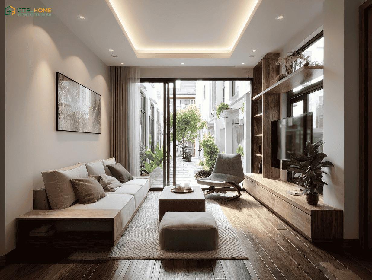 Nên lựa chọn phong cách thiết kế tối giản để hạn chế các chi tiết rườm rà cho không gian phòng khách