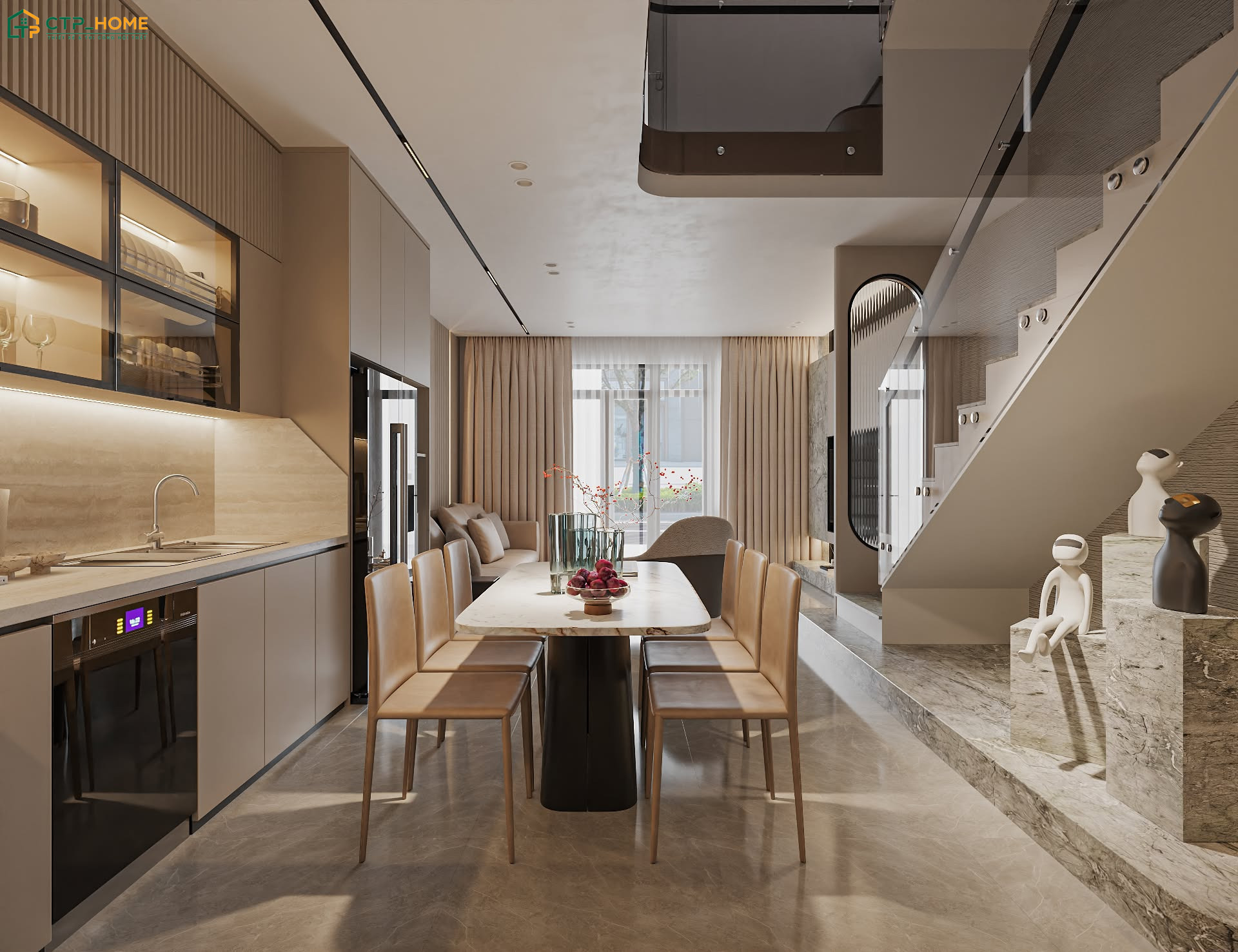 CTP Home ưu tiên tận dụng tối đa nguồn ánh sáng tự nhiên để tạo nên sự thông thoáng cho không gian