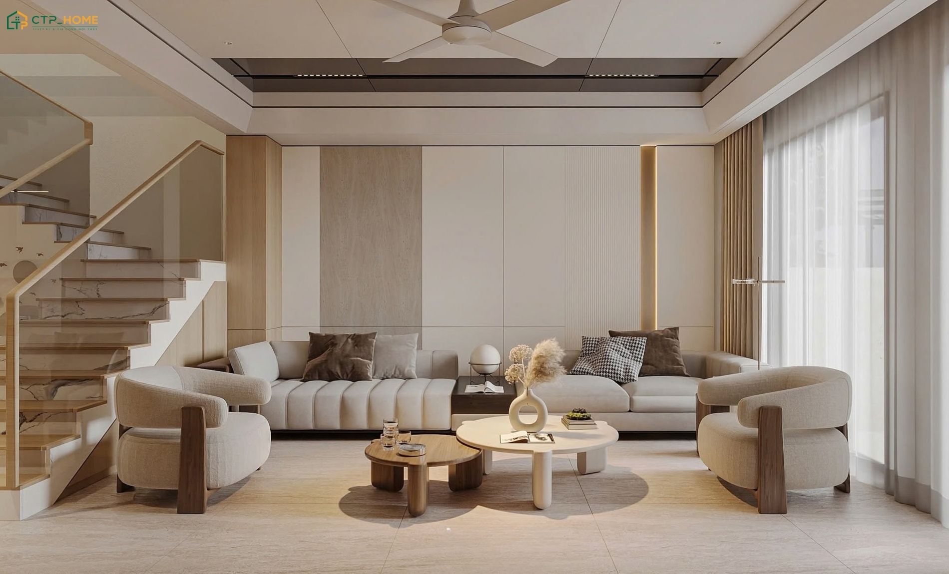 CTP Home là đơn vị uy tín chuyên thiết kế phòng khách nhà ống đẹp 5m được nhiều gia chủ tin tưởng