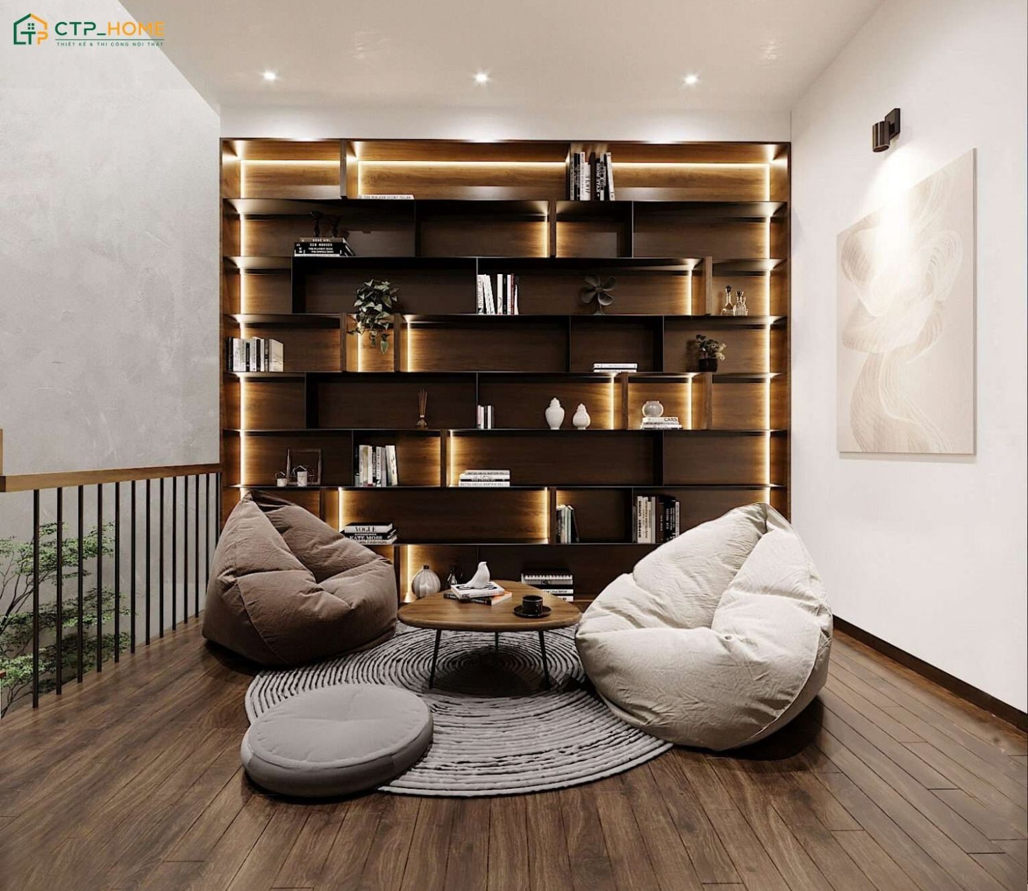 Mẫu phòng khách tầng 2 sẽ ưu tiên cách bố trí không gian mở để tạo cảm giác thông thoáng hơn