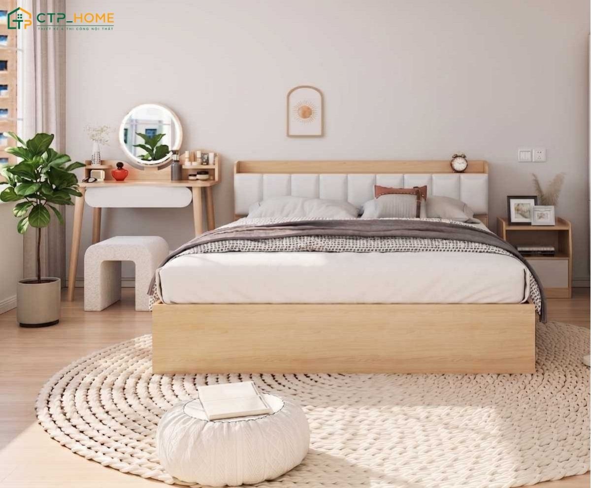 Sử dụng nội thất gỗ sáng màu giúp phòng ngủ Hàn Quốc trở nên rộng rãi và thoáng đãng hơn