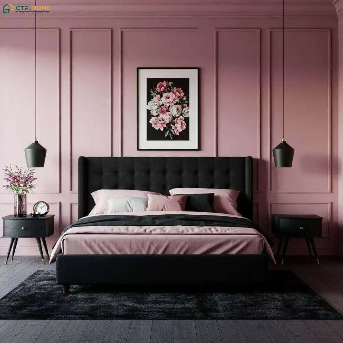 Mẫu phòng màu đen kết hợp hồng cho nữ giúp nổi bật với vẻ đẹp quyến rũ và cá tính
