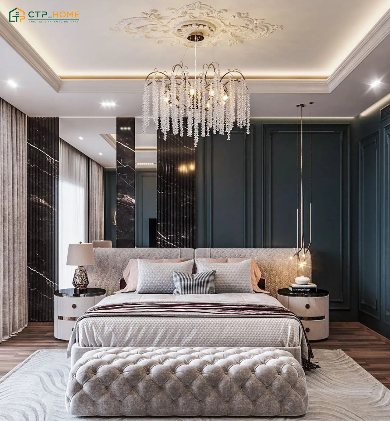 Mẫu phòng ngủ kiểu Châu Âu hiện đại sẽ sử dụng nội thất thông minh để tối ưu diện tích sử dụng