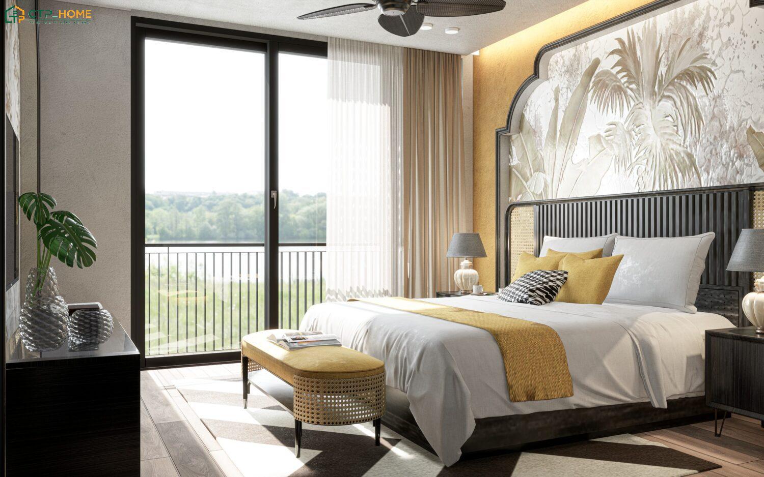 Các chi tiết truyền thống sẽ được tiết chế vừa đủ để phòng ngủ hiện đại trở nên gọn gàng và thoáng đãng hơn