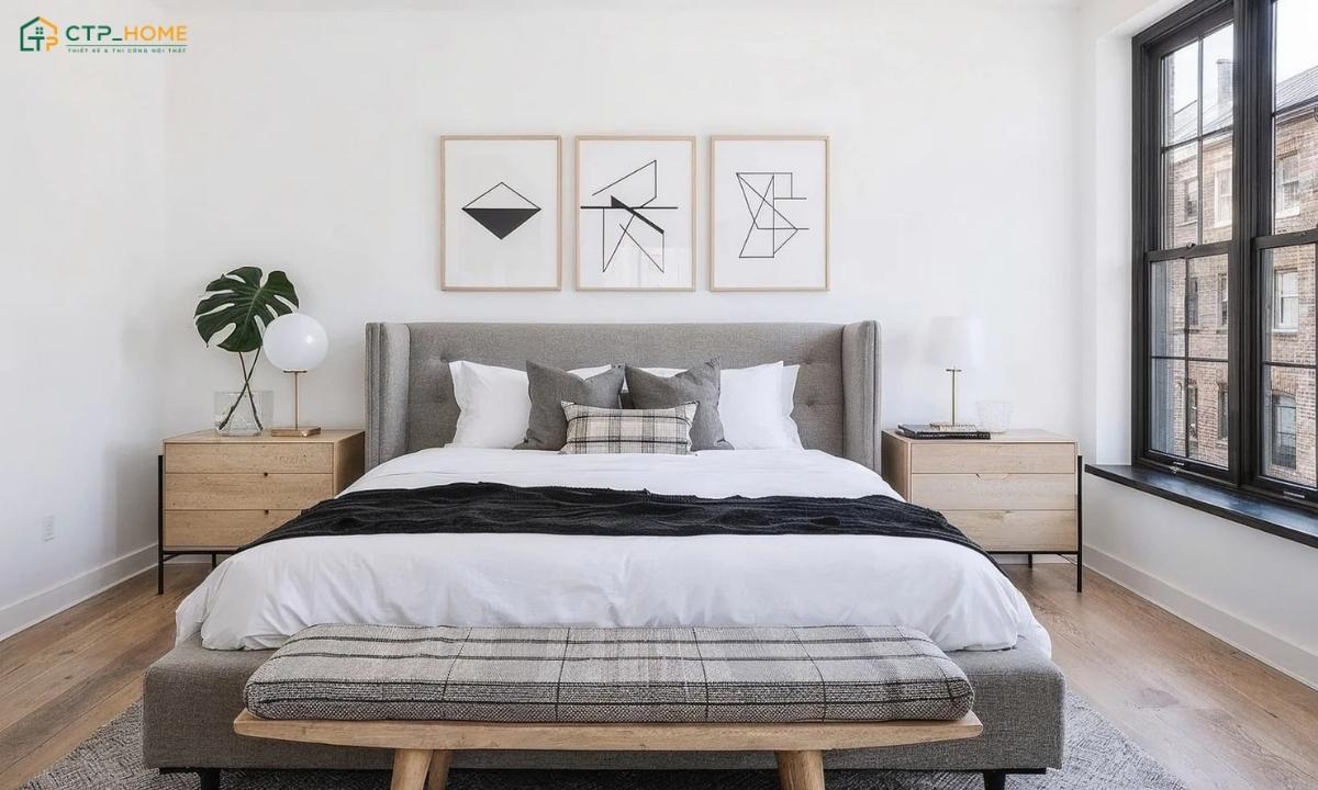 Mẫu thiết kế phòng ngủ Scandinavian phá cách sẽ tạo điểm nhấn thông qua cách phối màu tương phản