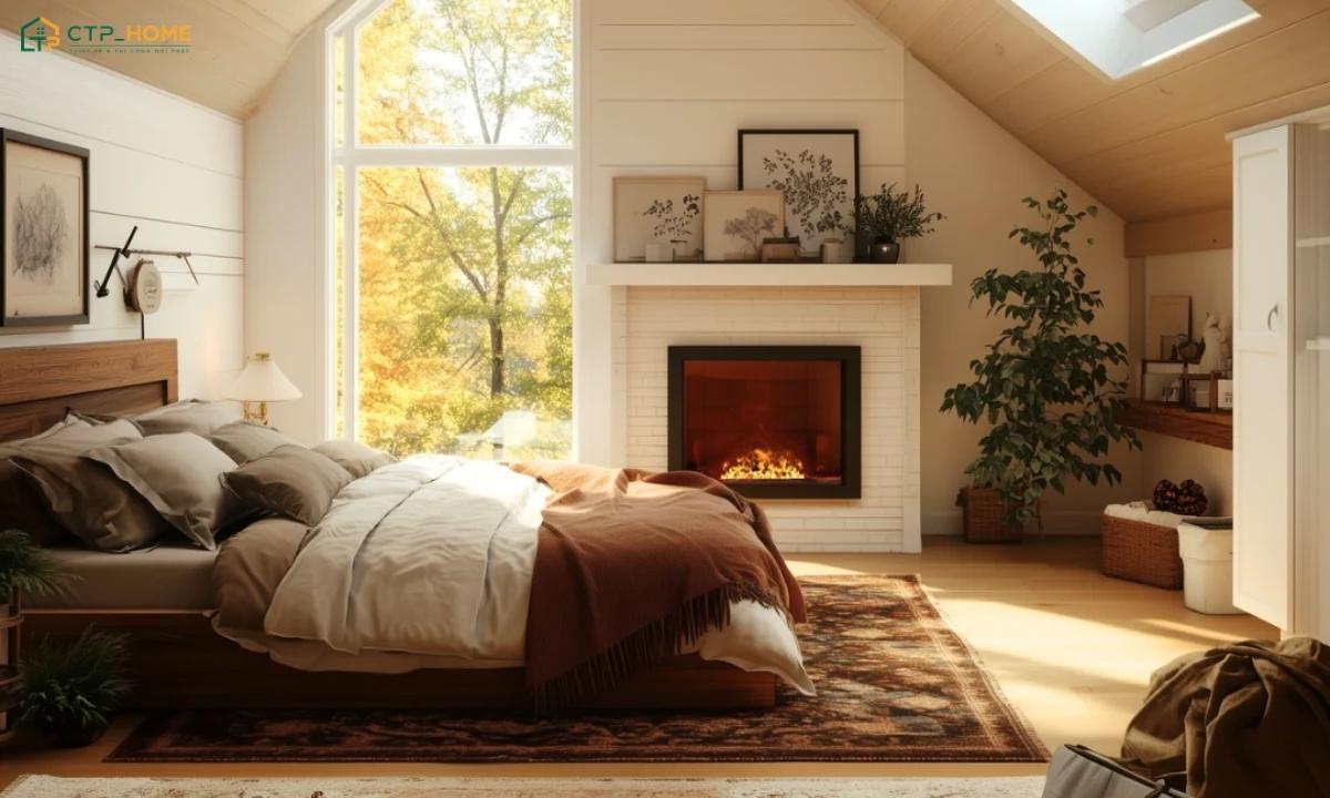 Lò sưởi sẽ được kết hợp cùng nội thất tối giản để tạo nên vẻ đẹp đặc trưng của phong cách Bắc Âu