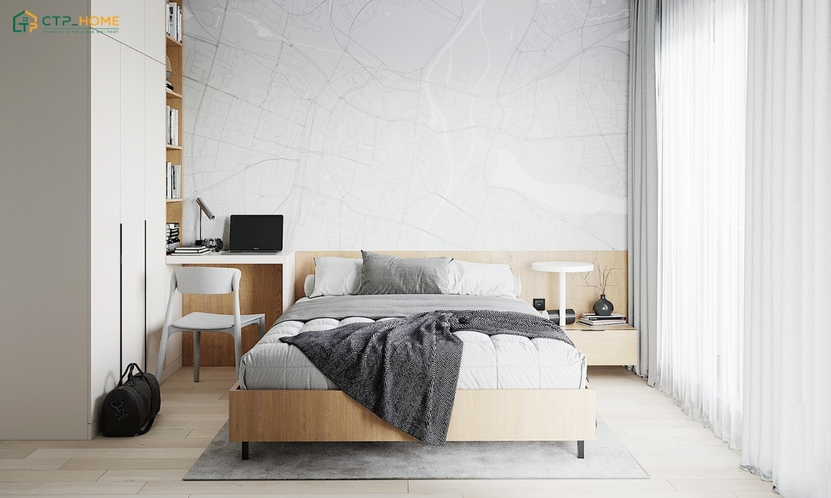 Mẫu phòng ngủ Scandinavian diện tích nhỏ sẽ tận dụng ánh sáng tự nhiên để tạo cảm giác thông thoáng hơn