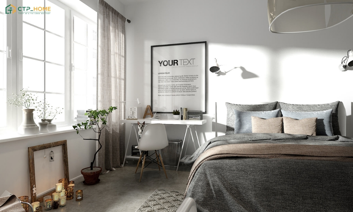 Mẫu phòng ngủ phong cách Bắc Âu sẽ bố trí cửa sổ lớn để tận dụng tối đa nguồn ánh sáng tự nhiên