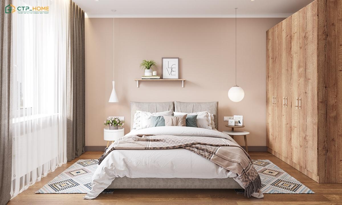 Mẫu phòng ngủ phong cách Scandinavian hiện đại thường ưu tiên đồ nội thất có thiết kế tinh gọn