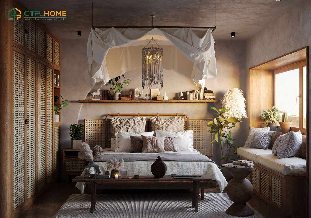 Mẫu thiết kế phòng ngủ phong cách Vintage theo hướng nhẹ nhàng giúp không gian luôn thoáng đãng