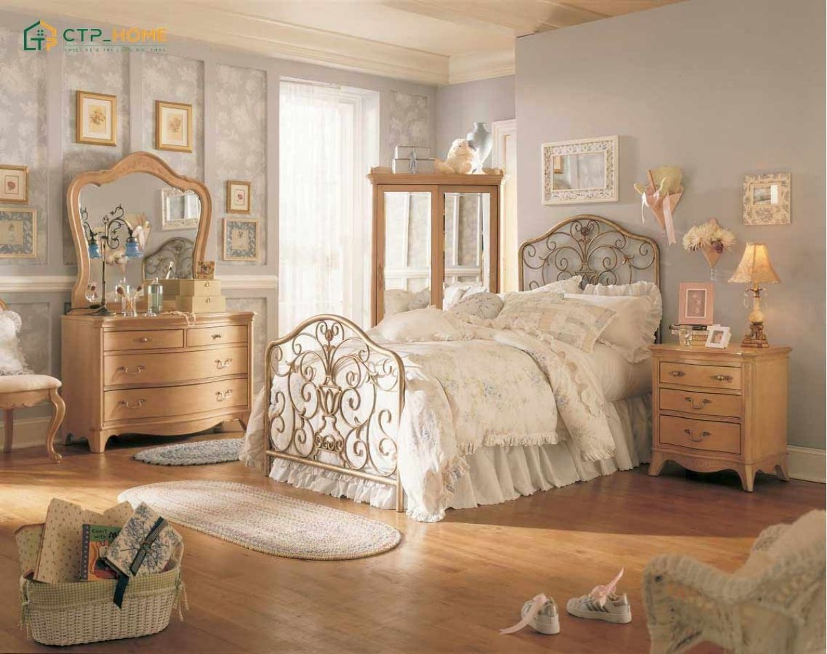 Mẫu phòng ngủ diện tích nhỏ phong cách Vintage sẽ được thiết kế hài hòa giữa thẩm mỹ và công năng
